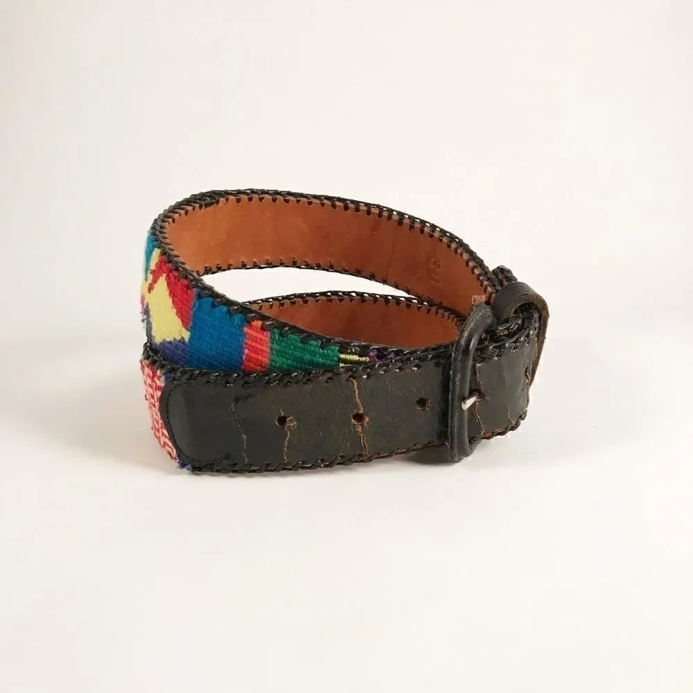 Vintage 90's Black belt with Colorful Pattern